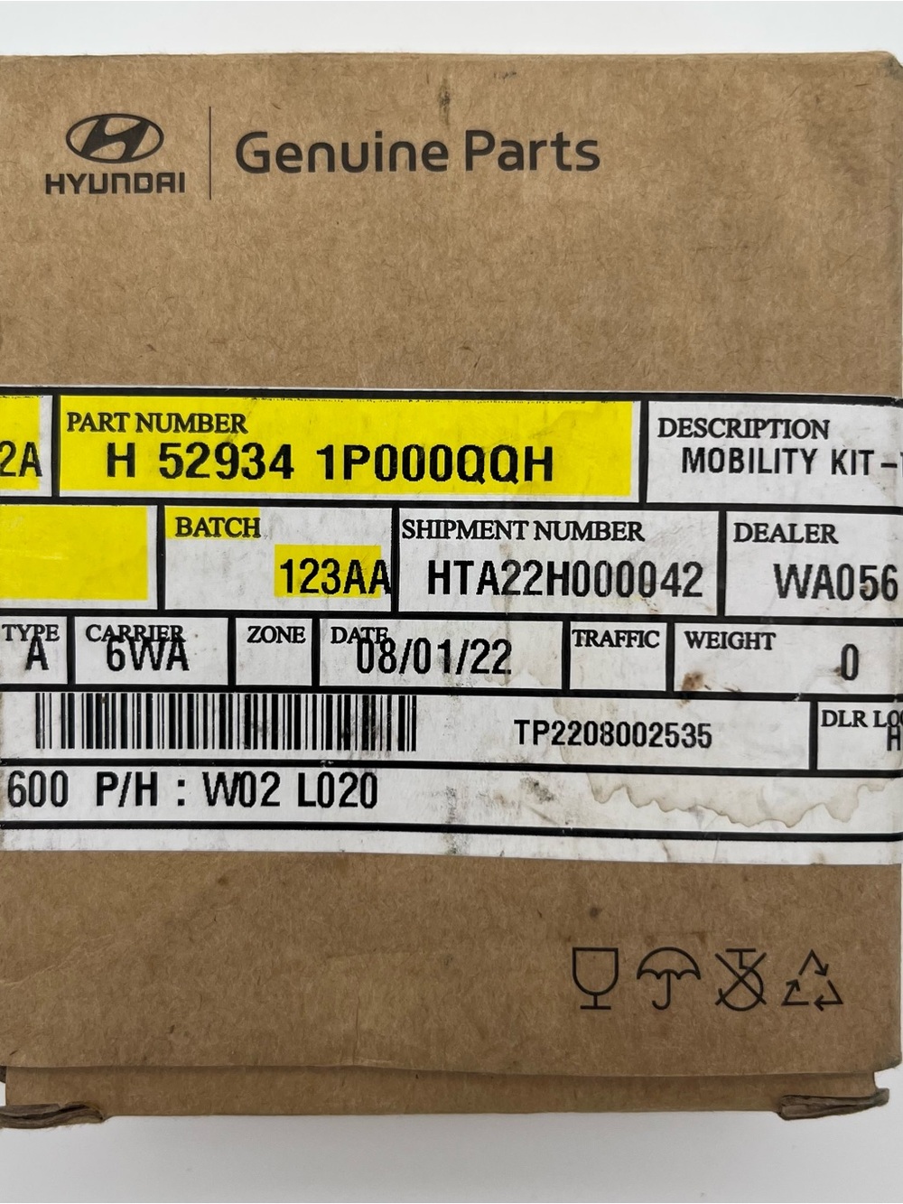 New Hyundai Tire Mobility Kit 52934-1P000-QQH OEM